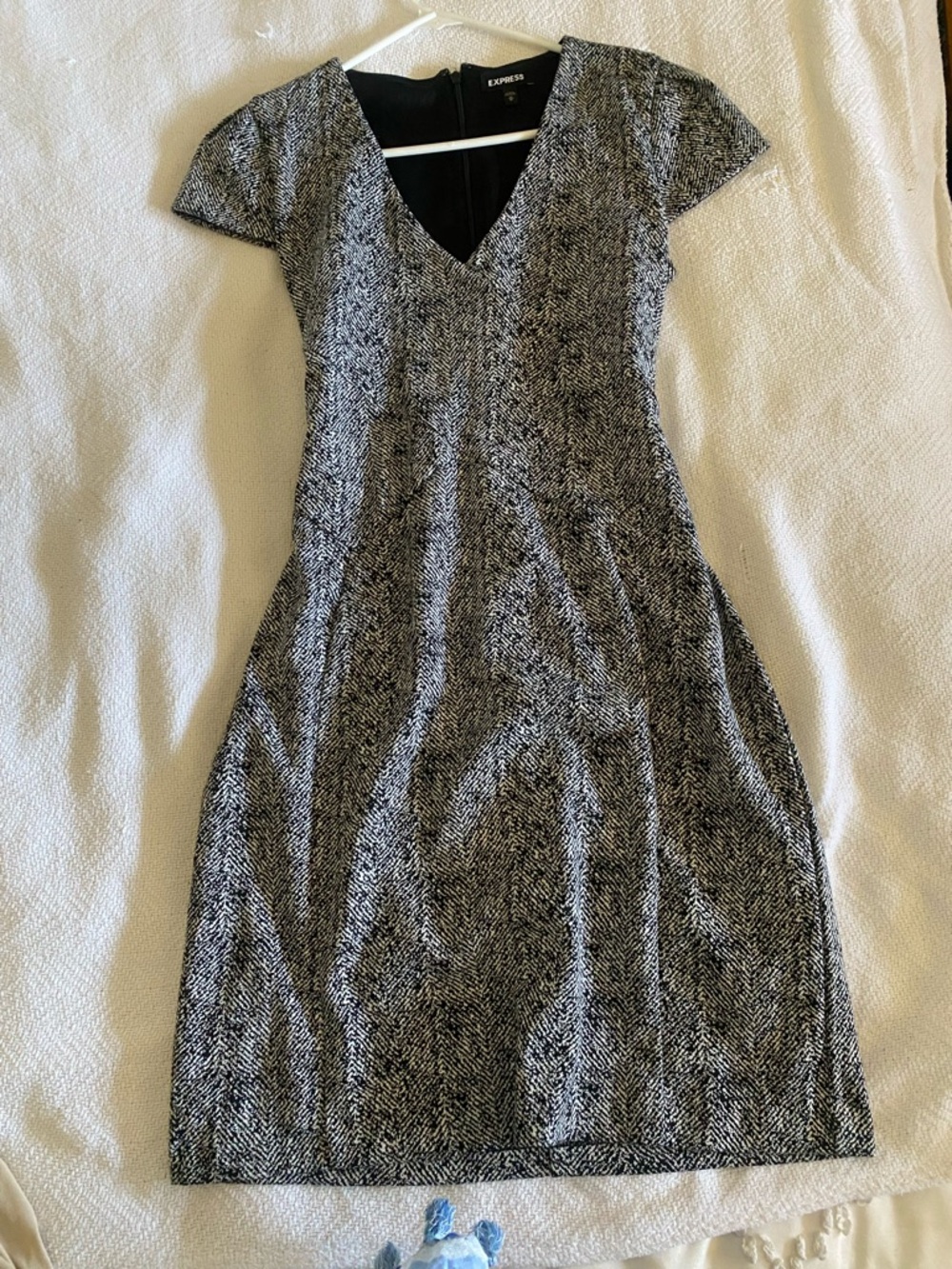 Express Black and White Herringbone Midi Dress